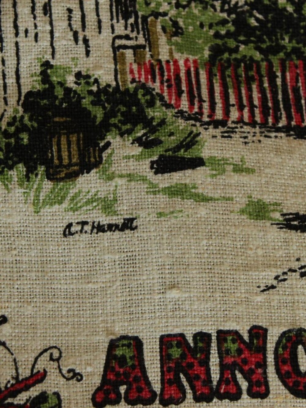 Vintage 1950s Calendar Towel, 1958 Stevens Linen Country Home Print with Hanging - Picture 8 of 14